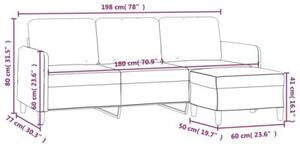 Sofa 3-osobowa z podnÃ³Å¼kiem, jasnoszara, 180 cm, aksamit