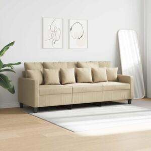 Sofa, 3-osobowa kremowa, 180 cm, tapicerowana tkaninÄ