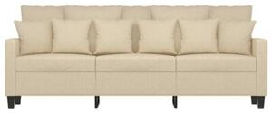 Sofa, 3-osobowa kremowa, 180 cm, tapicerowana tkaninÄ