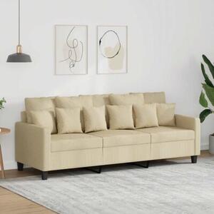 Sofa, 3-osobowa kremowa, 180 cm, tapicerowana tkaninÄ