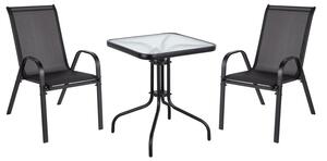 Zestaw mebli ogrodowych kwadratowy stolik+ 2 krzesła komplet balkon czarny