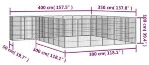 Kojec dla psa, 30 paneli, czarny, 50x100 cm, stal