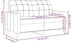 Sofa 2-osobowa, kremowy, 120 cm, tapicerowana aksamitem