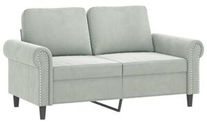 Sofa 2-osobowa z poduszkami, jasnoszara, 120 cm, aksamit