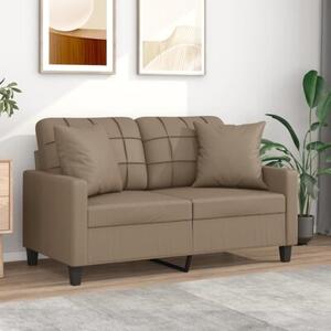 Sofa 2-osobowa z poduszkami, cappuccino, 120 cm, sztuczna skÃ³ra