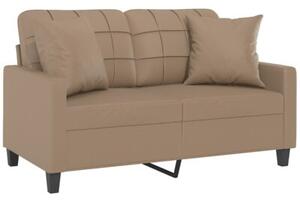 Sofa 2-osobowa z poduszkami, cappuccino, 120 cm, sztuczna skÃ³ra