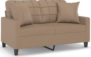 Sofa 2-osobowa z poduszkami, cappuccino, 120 cm, sztuczna skÃ³ra