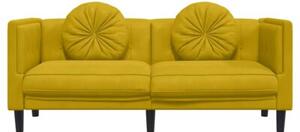 Sofa 2-osobowa z poduszkami, Å¼Ã³Åta, aksamit