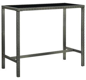 Ogrodowy stolik barowy, szary 130x60x110 cm, polirattan i szkło