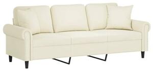 Sofa 3-osobowa z poduszkami, kremowa, 180 cm, aksamit