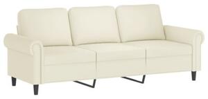 Sofa 3-osobowa z poduszkami, kremowa, 180 cm, aksamit