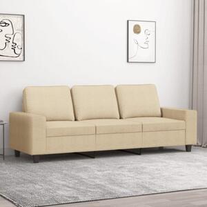 Sofa, 3-osobowa kremowa, 180 cm, tapicerowana tkaninÄ