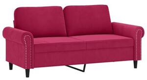 Sofa 2-osobowa z poduszkami, winna czerwieÅ, 140 cm, aksamit