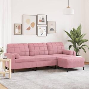 Sofa 3-osobowa z podnÃ³Å¼kiem, rÃ³Å¼owy, 210 cm, aksamit