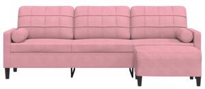 Sofa 3-osobowa z podnÃ³Å¼kiem, rÃ³Å¼owy, 210 cm, aksamit