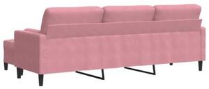 Sofa 3-osobowa z podnÃ³Å¼kiem, rÃ³Å¼owy, 210 cm, aksamit