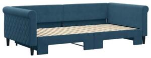 Sofa rozsuwana, niebieska, 100x200 cm, aksamit