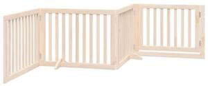 Bramka dla psa z drzwiami składana 4 panele 320 cm drewno topolowe
