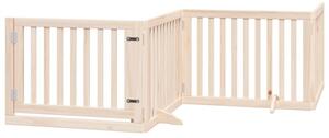 Bramka dla psa z drzwiami składana 4 panele 320 cm drewno topolowe