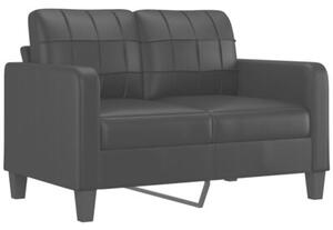 Sofa 2-osobowa z poduszkami, czarna, 120 cm, sztuczna skÃ³ra