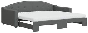 Sofa rozsuwana z materacami, ciemnoszara, 90x200 cm, tkanina