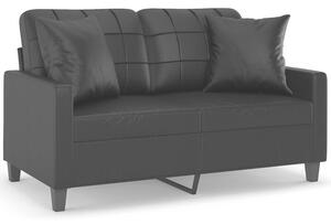 Sofa 2-osobowa z poduszkami, czarna, 120 cm, sztuczna skÃ³ra