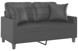 Sofa 2-osobowa z poduszkami, czarna, 120 cm, sztuczna skÃ³ra