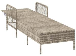 Leżak jasnoszary i ciemnoszary 55 x 200 x 92 cm polirattan