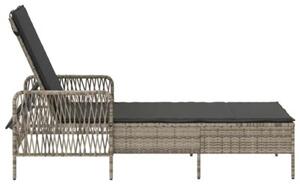 Leżak jasnoszary i ciemnoszary 55 x 200 x 92 cm polirattan