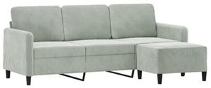 Sofa 3-osobowa z podnÃ³Å¼kiem, jasnoszara, 180 cm, aksamit