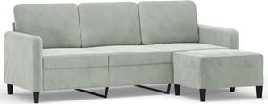 Sofa 3-osobowa z podnÃ³Å¼kiem, jasnoszara, 180 cm, aksamit