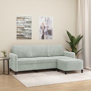 Sofa 3-osobowa z podnÃ³Å¼kiem, jasnoszara, 180 cm, aksamit