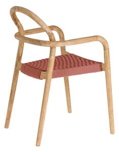 Krzesło ogrodowe z drewna eukaliptusa z plecionką w kolorze terakoty Kave Home Sheryl