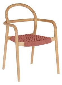 Krzesło ogrodowe z drewna eukaliptusa z plecionką w kolorze terakoty Kave Home Sheryl