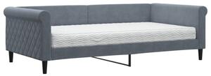 Sofa z materacem do spania, ciemnoszara, 100x200 cm, aksamit