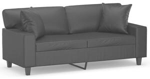 Sofa 2-osobowa z poduszkami, czarna, 140 cm, sztuczna skÃ³ra