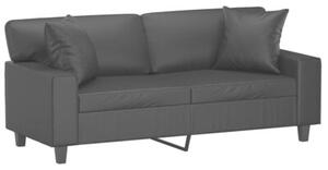 Sofa 2-osobowa z poduszkami, czarna, 140 cm, sztuczna skÃ³ra