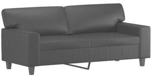 Sofa 2-osobowa z poduszkami, czarna, 140 cm, sztuczna skÃ³ra