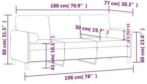 Sofa 3-osobowa z poduszkami, niebieska, 180 cm, aksamit