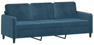 Sofa 3-osobowa z poduszkami, niebieska, 180 cm, aksamit