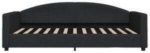 Sofa rozsuwana z szufladami, czarna, 100x200 cm, tkanina