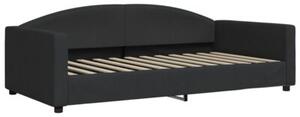 Sofa rozsuwana z szufladami, czarna, 100x200 cm, tkanina