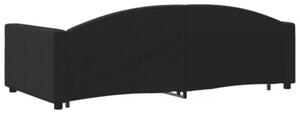 Sofa rozsuwana z szufladami, czarna, 100x200 cm, tkanina