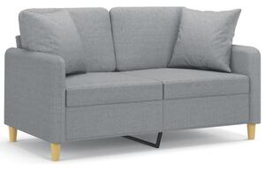Sofa 2-osobowa z poduszkami, jasnoszara, 120 cm, tkanina
