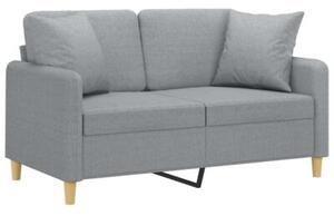 Sofa 2-osobowa z poduszkami, jasnoszara, 120 cm, tkanina