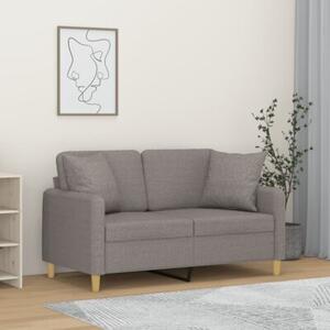 Sofa 2-osobowa z poduszkami, jasnoszara, 120 cm, tkanina