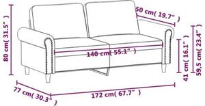 Sofa 2-osobowa, ciemnoszary, 140 cm, tapicerowana aksamitem