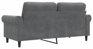 Sofa 2-osobowa, ciemnoszary, 140 cm, tapicerowana aksamitem