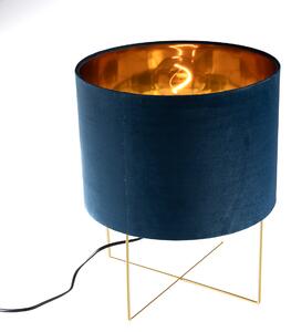 Nowoczesna lampa stołowa niebieska ze złotem - Rosalina Oswietlenie wewnetrzne