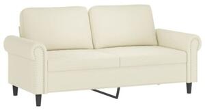 Sofa 2-osobowa z poduszkami, kremowa, 140 cm, aksamit
